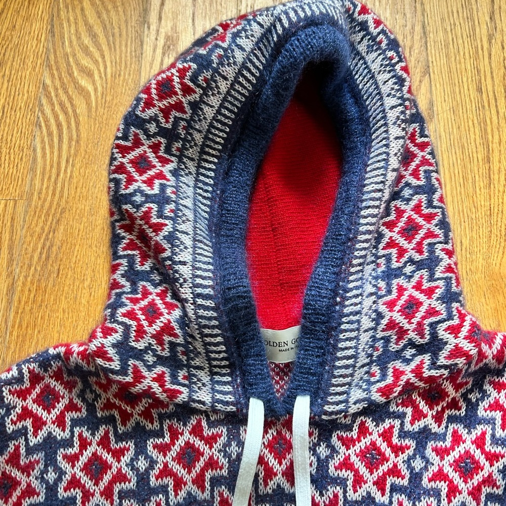 Golden Goose Red, White and Blue Wool Mohair Hooded Sweater.  Like New! - Picture 2 of 8